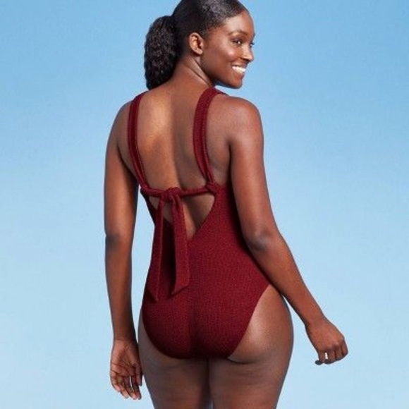 Kona Sol Swimsuit Textured Open Back Medium Coverage One Piece NEW - Picture 1 of 12